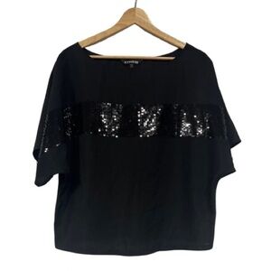 Express Black Sequin Blouse